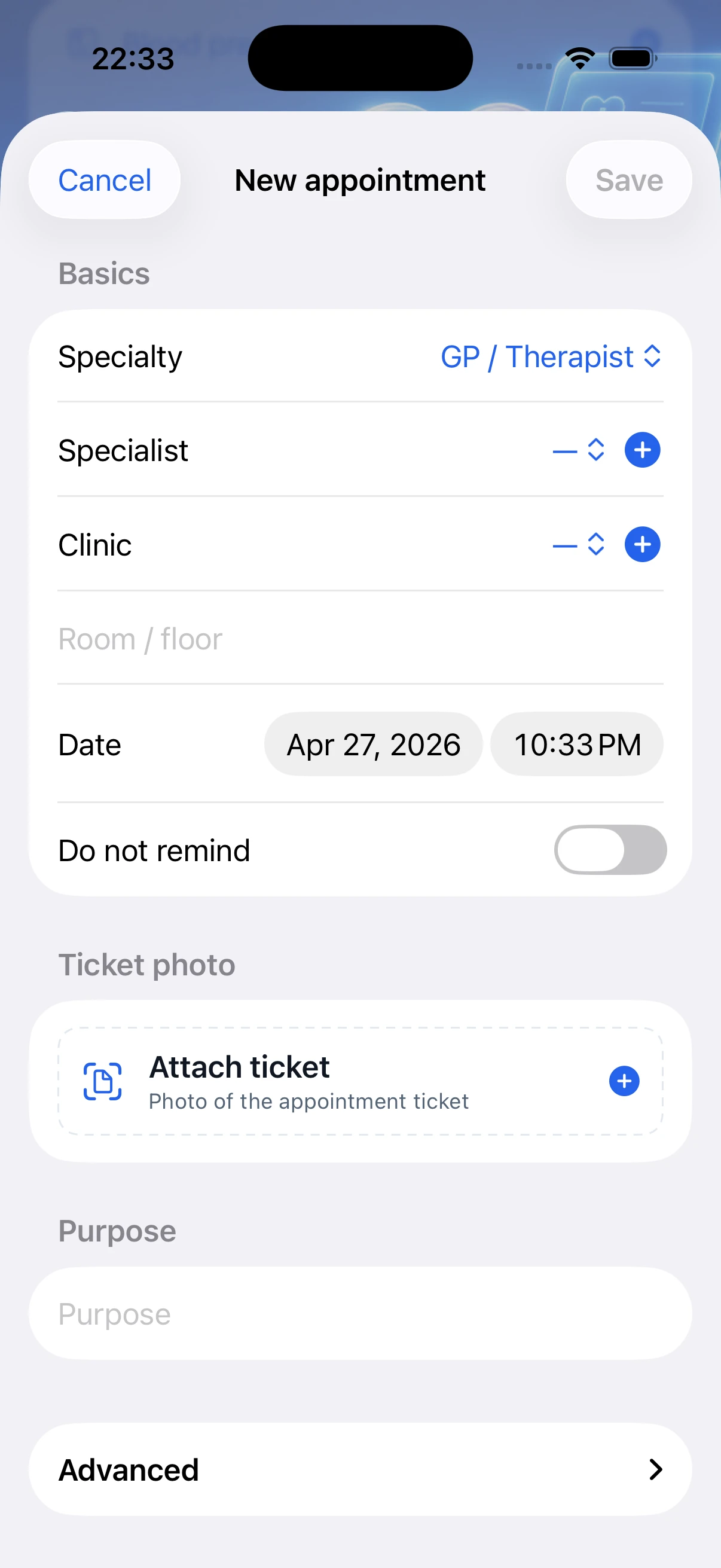 New doctor appointment screen